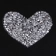 Maxbell 6Pcs Silver Beaded Love Heart Crystal Rhinestone Clear Applique Sew Iron On Fashion